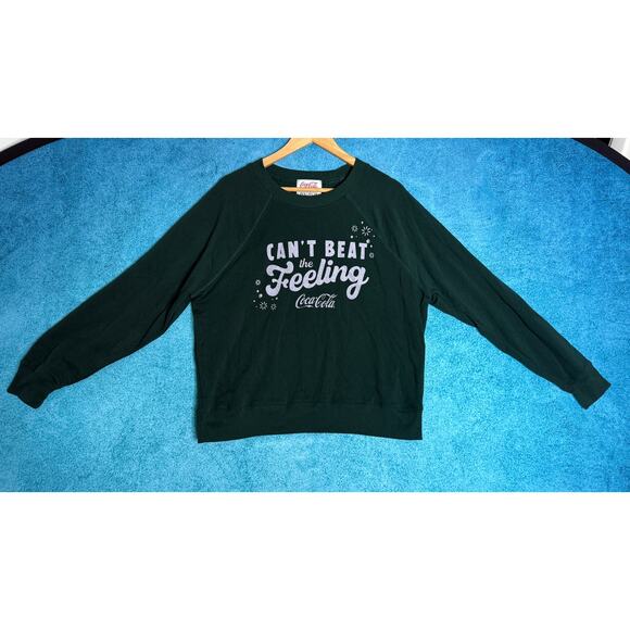 Coca-Cola Sweatshirt Green “Can’t Beat the Feeling” Retro Crewneck Size M - Picture 2 of 13